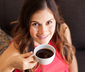 Lady drinking coffee